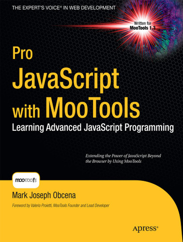 Pro JavaScript with MooTools book cover by Mark Obcena