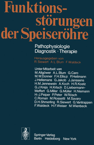 Funktionsstörungen der Speiseröhre: Pathophysiologie · Diagnostik · Therapie book cover by 