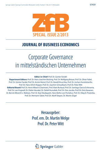 Corporate Governance in mittelständischen Unternehmen (ZfB Special Issue #2/2013) book cover by 