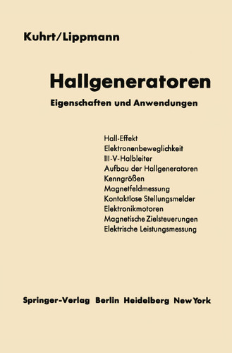 Hallgeneratoren: Eigenschaften und Anwendungen book cover by Friedrich Kuhrt, Hans J. Lippmann