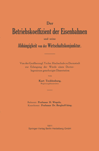 Der Betriebskoeffizient der Eisenbahnen und seine Abhängigkeit von der Wirtschaftskonjunktur book cover by Tecklenburg Tecklenburg