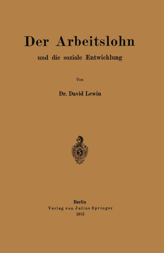 Der Arbeitslohn und die soziale Entwicklung book cover by David Lewin