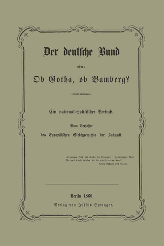 Der deutsche Bund oder: Ob Gotha, ob Bamberg? book cover by NA Schwebemeyer