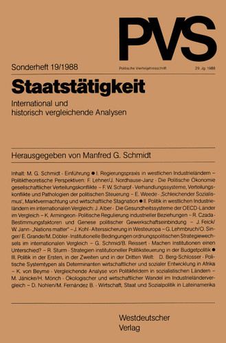 Staatstätigkeit: International und historisch vergleichende Analysen book cover by Manfred G. Schmidt
