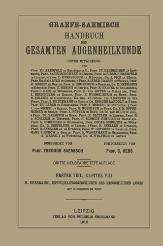 Entwicklungsgeschichte des menschlichen Auges (Handbuch der Gesamten Augenheilkunde) book cover by M. Nussbaum