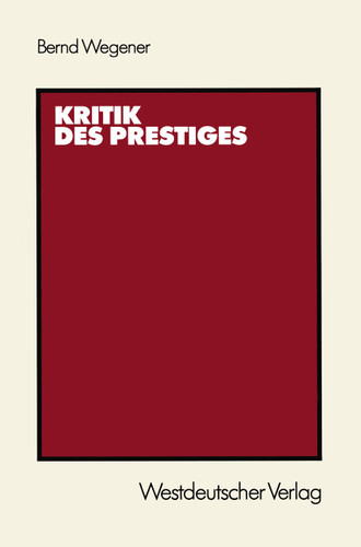 Kritik des Prestiges book cover by Bernd Wegener