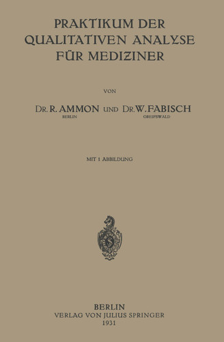 Praktikum der Qualitativen Analyse für Mediziner book cover by R. Ammon, W. Fabisch