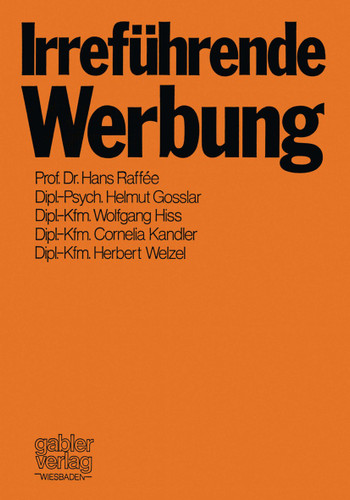 Irreführende Werbung book cover by Hans Raffée