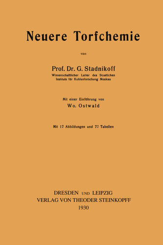 Neuere Torfchemie book cover by G. Stadnikoff