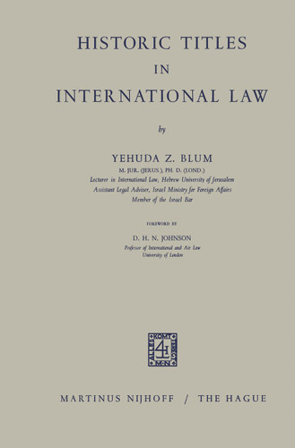Historic Titles in International Law book cover by Yehuda Z. Blum