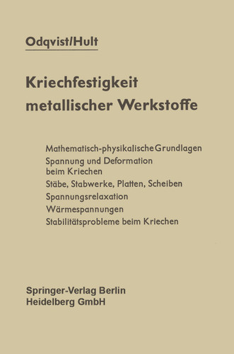 Kriechfestigkeit metallischer Werkstoffe book cover by Folke K.G. Odqvist, Jan Hult