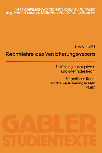 Rechtslehre des Versicherungswesens (RLV) book cover by Reimer Schmidt