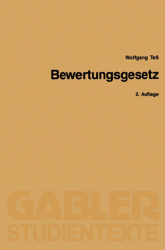 Bewertungsgesetz (Gabler-Studientexte) book cover by Wolfgang Teß