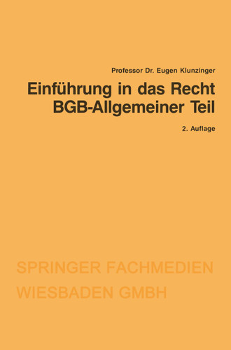 Einführung in das Recht BGB-Allgemeiner Teil (Gabler-Studientexte) book cover by Eugen Klunzinger