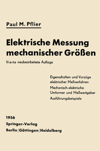 Elektrische Messung mechanischer Größen book cover by P.M. Pflier