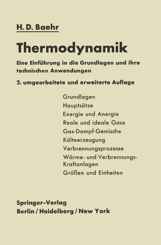 Thermodynamik: Eine Einführung in die Grundlagen und ihre technischen Anwendungen book cover by Hans Dieter Baehr