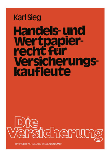 Handels- und Wertpapierrecht für Versicherungskaufleute book cover by Karl Sieg