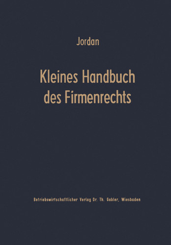 Kleines Handbuch des Firmenrechts book cover by Horst Jordan