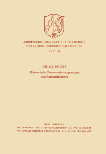 Elektronische Datenverarbeitungsanlagen und Automatentheorie (Zeitschrift für Betriebswirtschaft #152) book cover by Heinz Unger