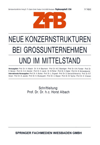 Neue Konzernstrukturen bei Großunternehmen und im Mittelstand (Zeitschrift für Betriebswirtschaft #1/94) book cover by Horst Albach