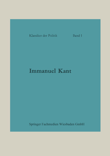 Immanuel Kant: Politische Schriften (Klassiker der Politik) book cover by 