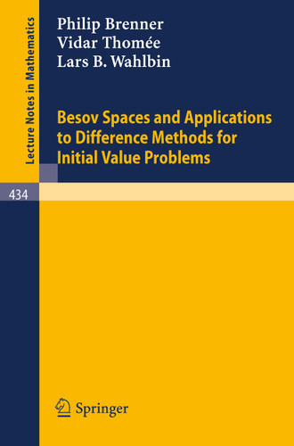 Besov Spaces and Applications to Difference Methods for Initial Value Problems (Lecture Notes in Mathematics #434) book cover by P. Brenner, V. Thomee, L.B. Wahlbin
