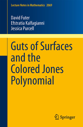 Guts of Surfaces and the Colored Jones Polynomial (Lecture Notes in Mathematics #2069) book cover by David Futer, Efstratia Kalfagianni, Jessica Purcell