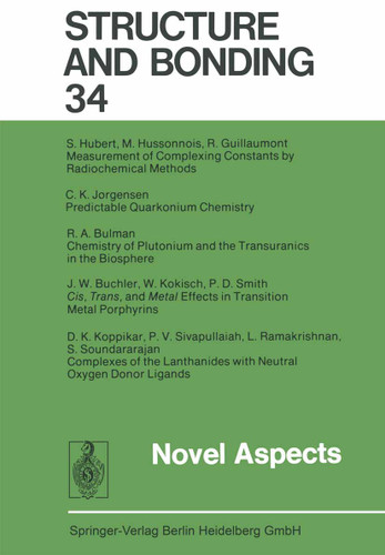 Novel Aspects (Structure and Bonding #34) book cover by Xue Duan, Lutz H. Gade, Gerard Parkin, Kenneth R. Poeppelmeier, Fraser Andrew Armstrong, Mikio Takano, David Michael P. Mingos