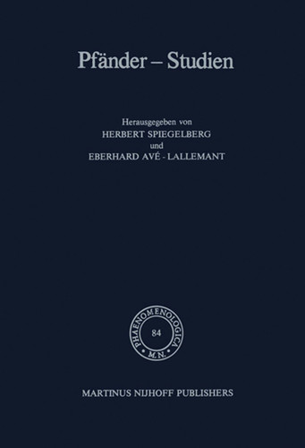 Pfänder-Studien (Phaenomenologica #84) book cover by 