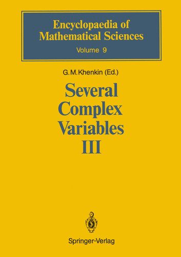 Several Complex Variables III: Geometric Function Theory (Encyclopaedia of Mathematical Sciences #9) book cover by 