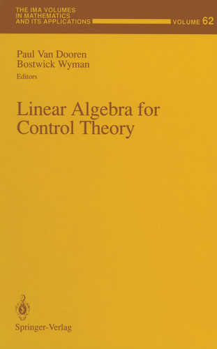 Linear Algebra for Control Theory (The IMA Volumes in Mathematics and its Applications #62) book cover by 