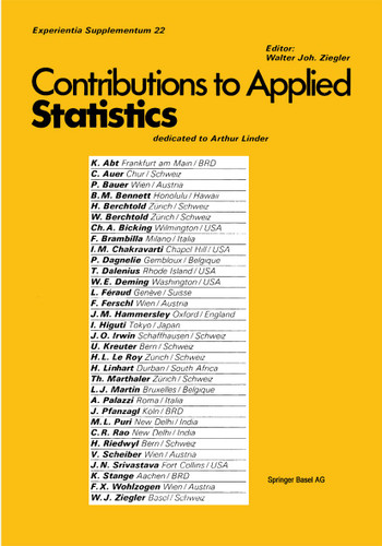 Contribution to Applied Statistics: Dedicated to Professor Arthur Linder (Experientia Supplementum #22) book cover by Ziegler