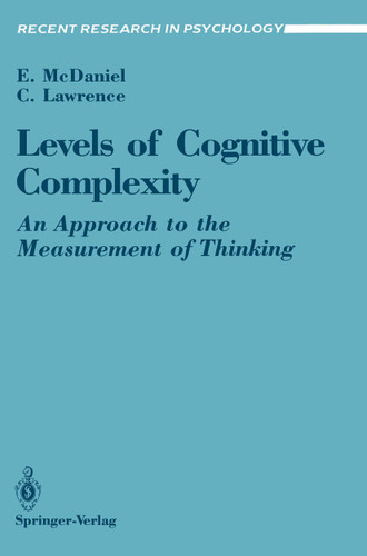 Levels of Cognitive Complexity: An Approach to the Measurement of Thinking (Recent Research in Psychology) book cover by Ernest McDaniel, Chris Lawrence