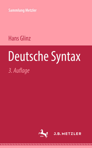 Deutsche Syntax (Sammlung Metzler) book cover by Hans Glinz