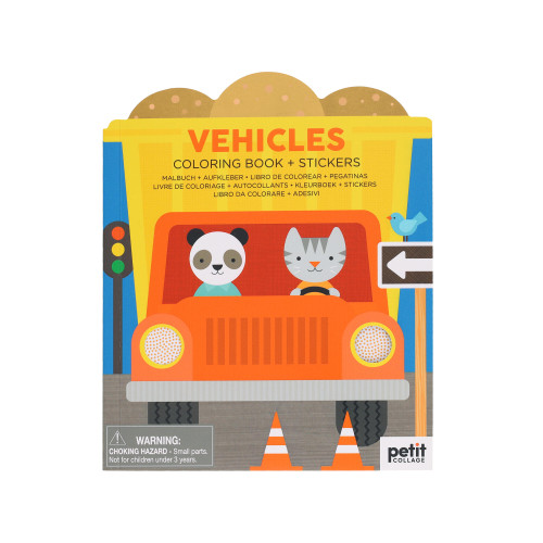 Vehicles Coloring Book + Stickers book cover by Petit Collage
