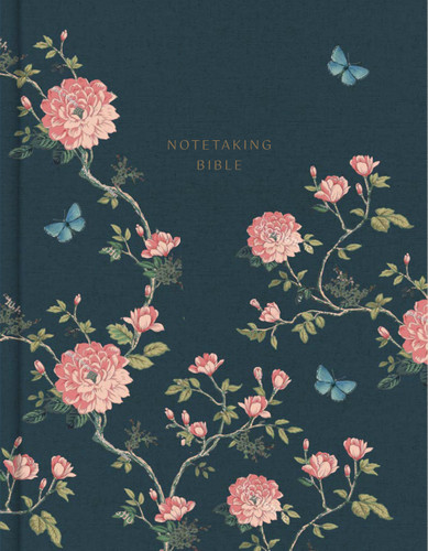 KJV Notetaking Bible, Expanded Reference Edition, Navy/Floral Cloth Over Board book cover by Holman Bible Publishers