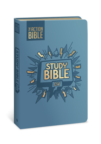 The Action Bible Study Bible ESV, Leathersoft, Blue, Full Color (Action Bible Series) book cover by 