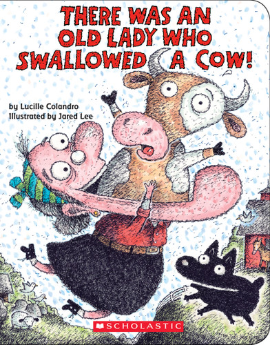 There Was an Old Lady Who Swallowed a Cow! (Board Book) book cover by Lucille Colandro