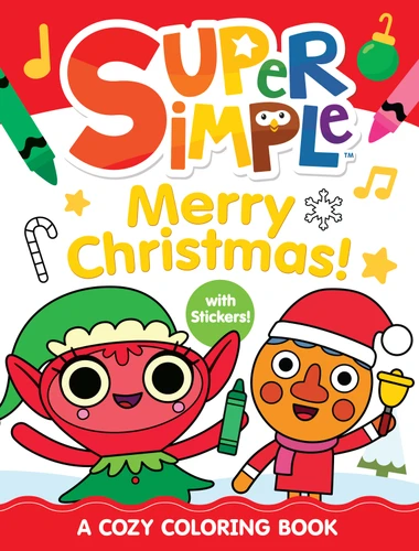 Super Simple Merry Christmas! A Cozy Coloring Book with Stickers! (Super Simple Kids Coloring Books) book cover by Super Simple & Dover Publications