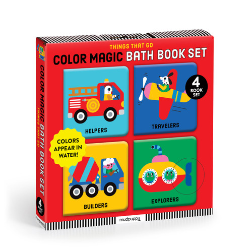 Things That Go Color Magic Bath Book Set book cover by Mudpuppy