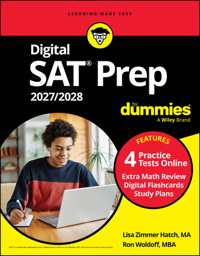 Digital SAT Prep 2027/2028 For Dummies: Book + 4 Full-Length Practice Tests & Flashcards Online book cover by Lisa Zimmer Hatch, Ron Woldoff