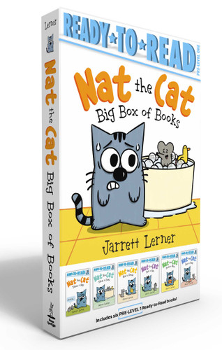 Nat the Cat Big Box of Books (Boxed Set): Nat the Cat Takes a Nap; Nat the Cat Takes a Bath; Nat the Cat Has a Snack; Nat the Cat Has a Hat; Nat the Cat Finds a Map; Nat the Cat Sets a Trap (Nat the Cat) book cover by Jarrett Lerner