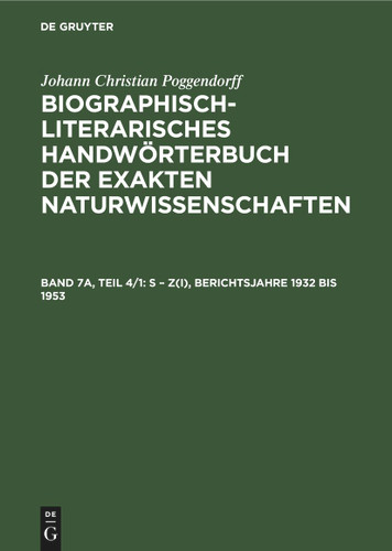 S – Z(I), Berichtsjahre 1932 bis 1953 [9783112588413]