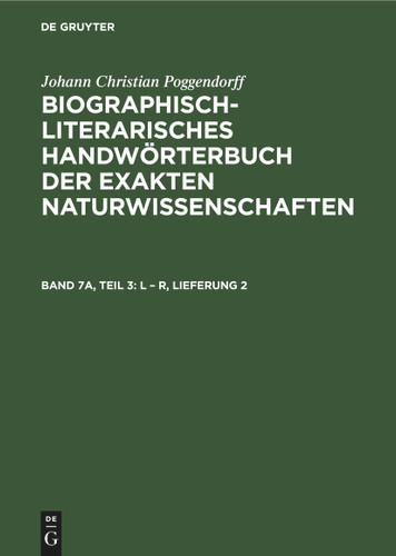 L – R, Lieferung 2 book cover by Johann Christian Poggendorff