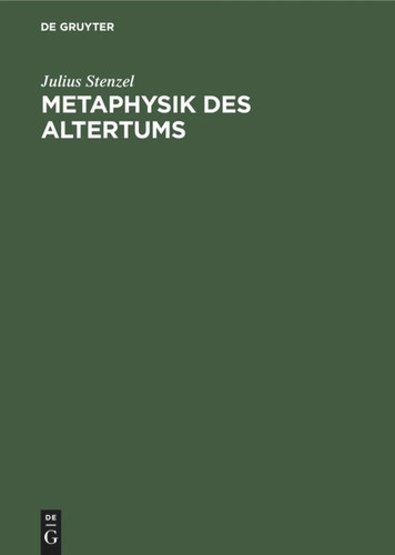 Metaphysik des Altertums book cover by Julius Stenzel