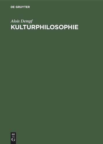 Kulturphilosophie book cover by Alois Dempf