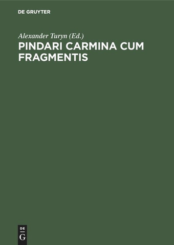 Pindari Carmina cum Fragmentis book cover by 
