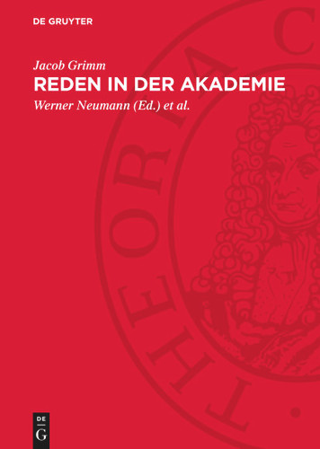 Reden in der Akademie book cover by Jacob Grimm