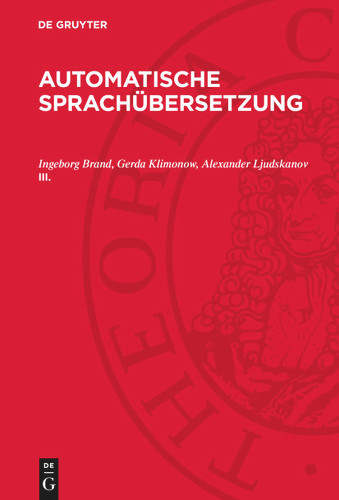 Ingeborg Brand; Alexander Ljudskanov; Gerda Klimonow: Automatische Sprachübersetzung book cover by Ingeborg Brand, Gerda Klimonow, Alexander Ljudskanov