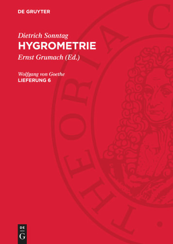 Dietrich Sonntag: Hygrometrie book cover by Dietrich Sonntag